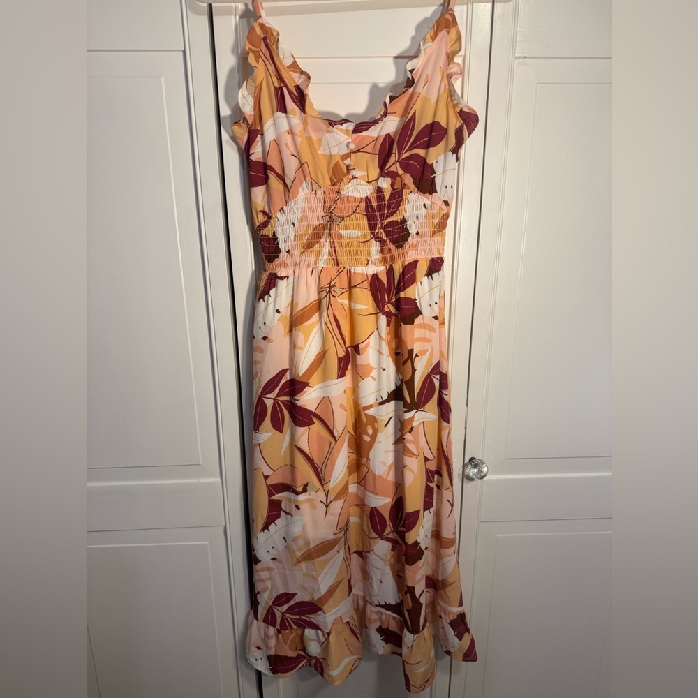 Sienna Sky Peach and Burgundy Maxi Dress, Size Small